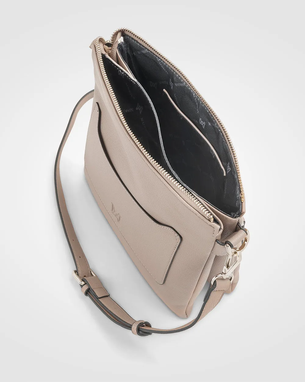 Renee Zip Top 2 Compartment Crossbody Bag   Monogram Bag Strap
