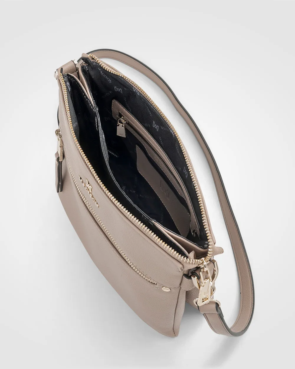 Renee Zip Top 2 Compartment Crossbody Bag   Monogram Bag Strap