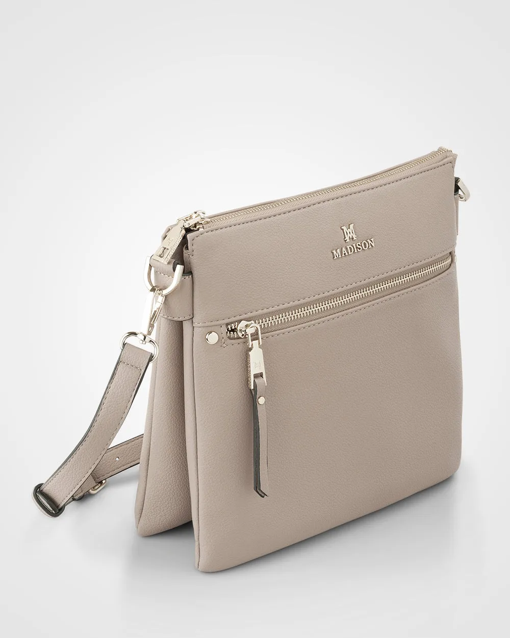 Renee Zip Top 2 Compartment Crossbody Bag   Monogram Bag Strap