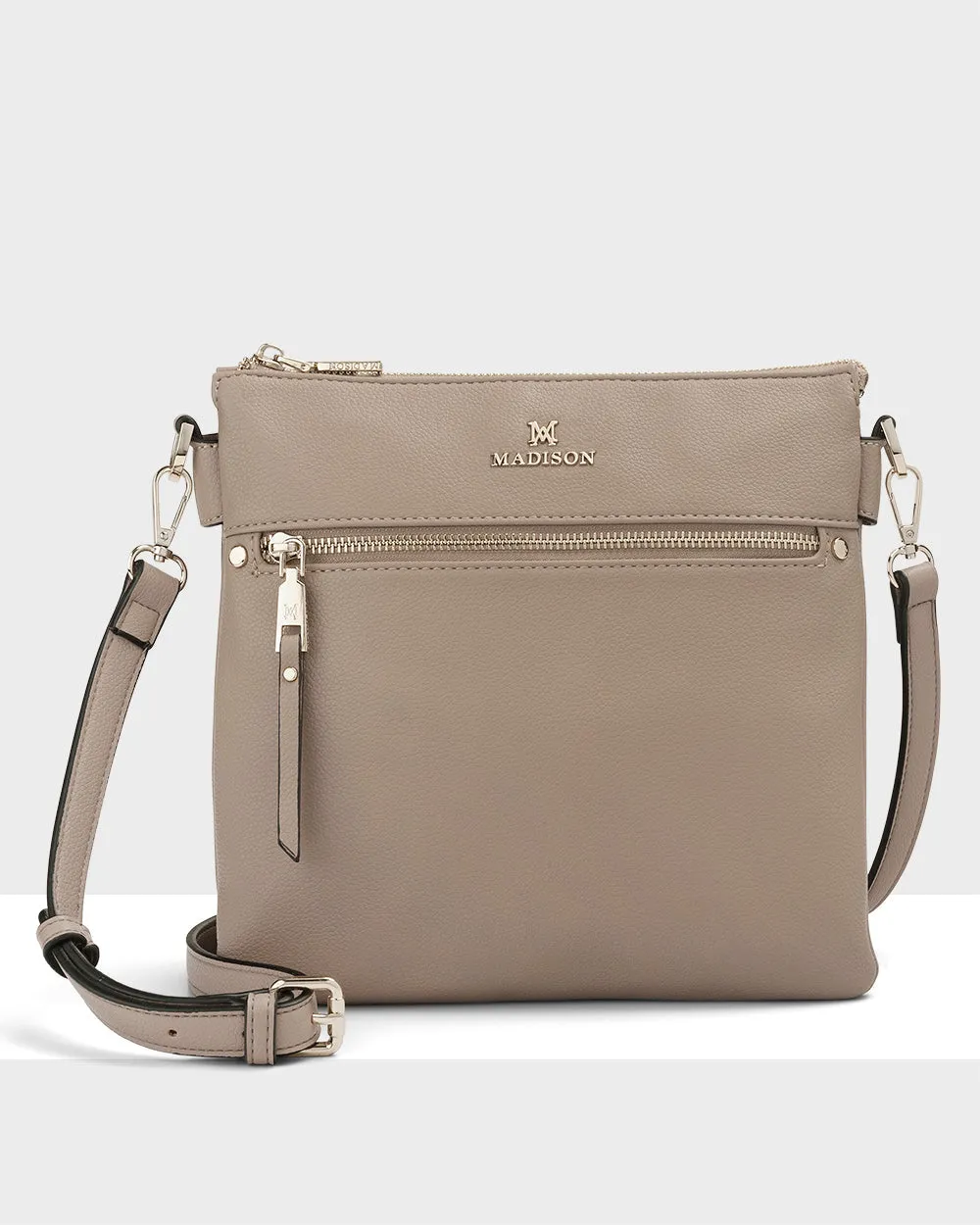 Renee Zip Top 2 Compartment Crossbody Bag   Monogram Bag Strap