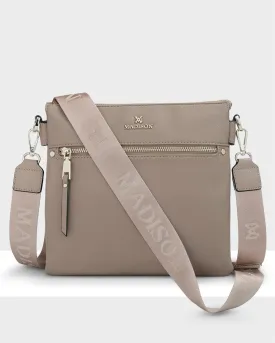 Renee Zip Top 2 Compartment Crossbody Bag   Monogram Bag Strap