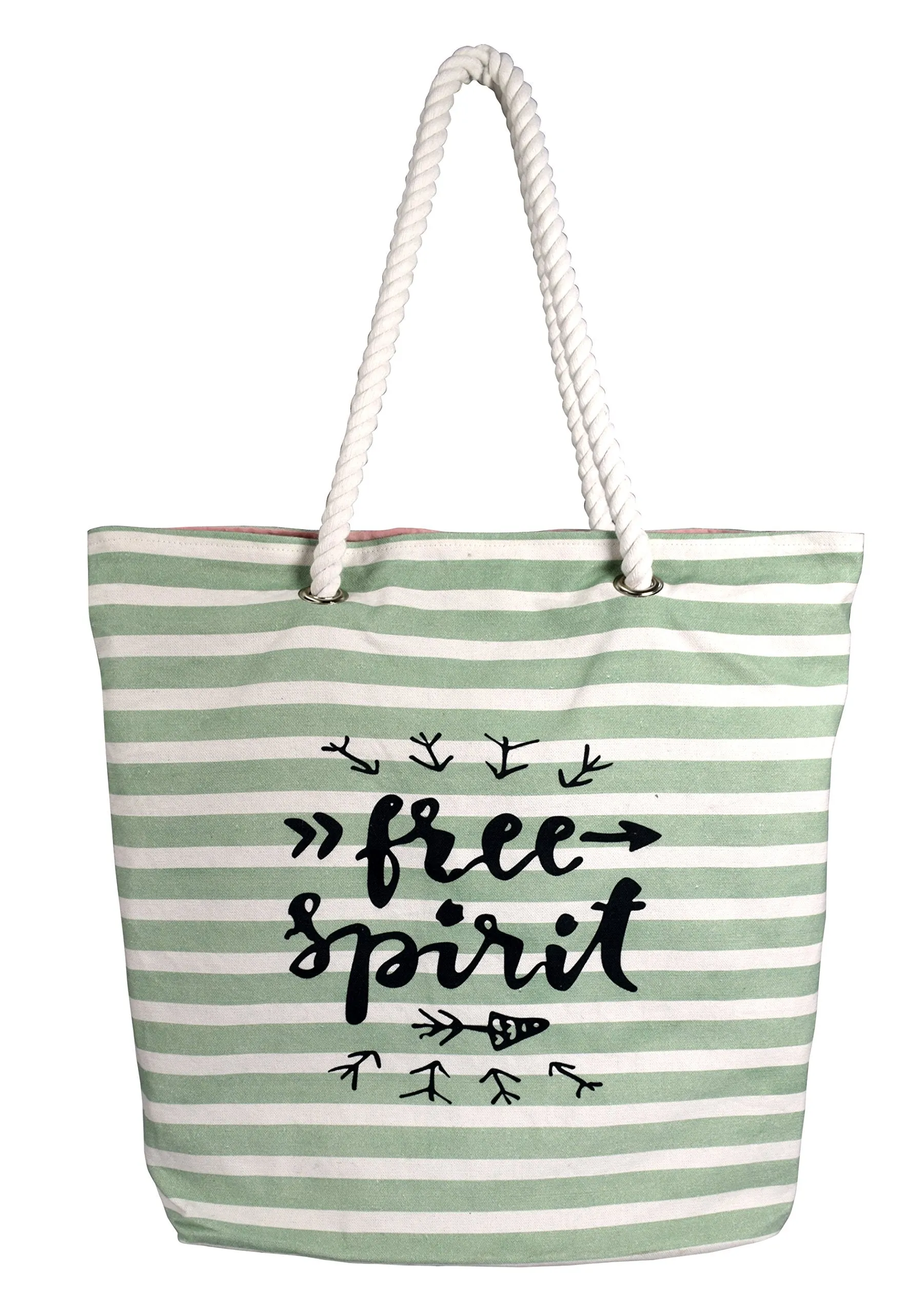 Rope Accent Handle Cotton Canvas Tote Bag Handbags Shoulder Bags
