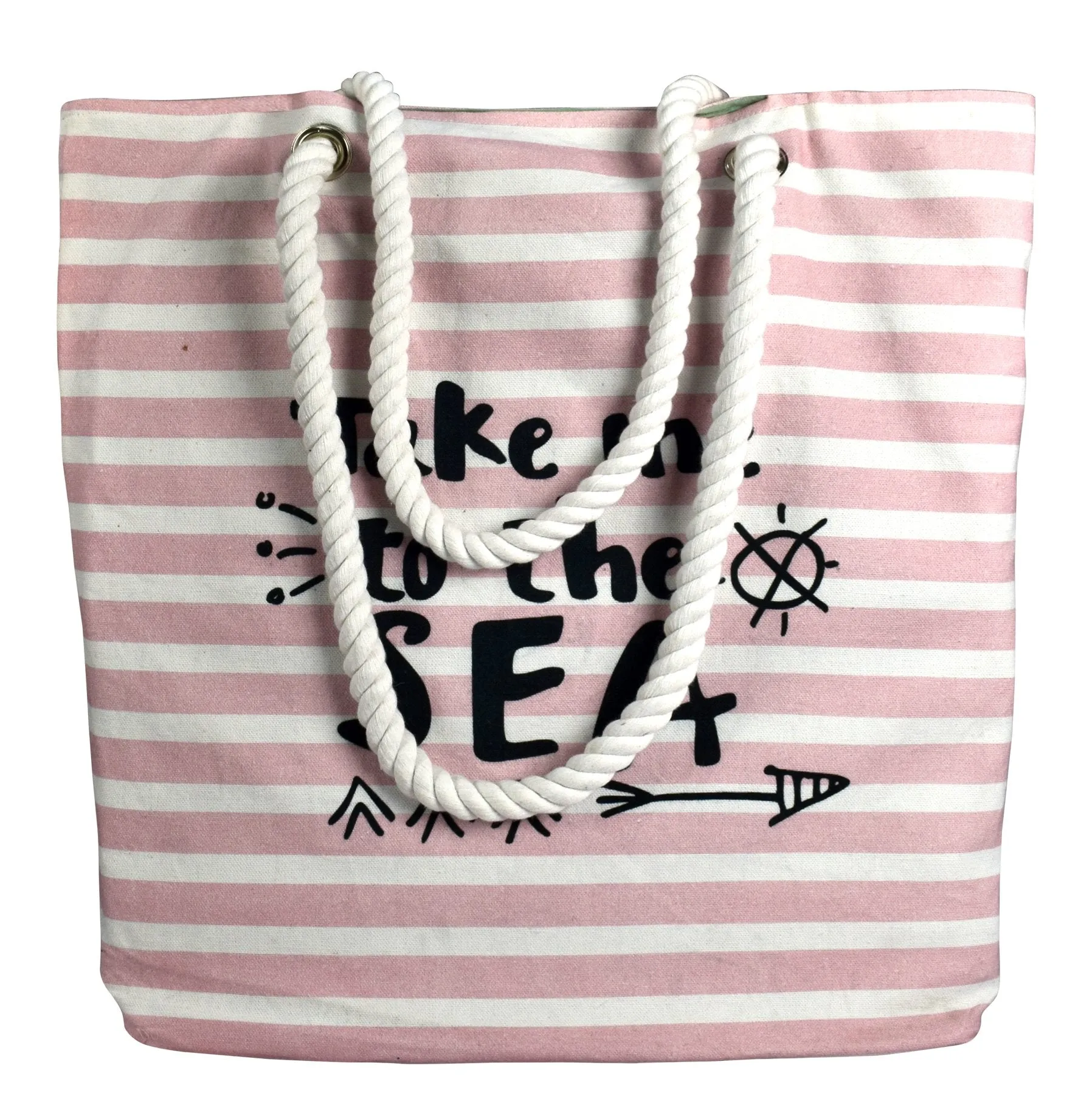 Rope Accent Handle Cotton Canvas Tote Bag Handbags Shoulder Bags