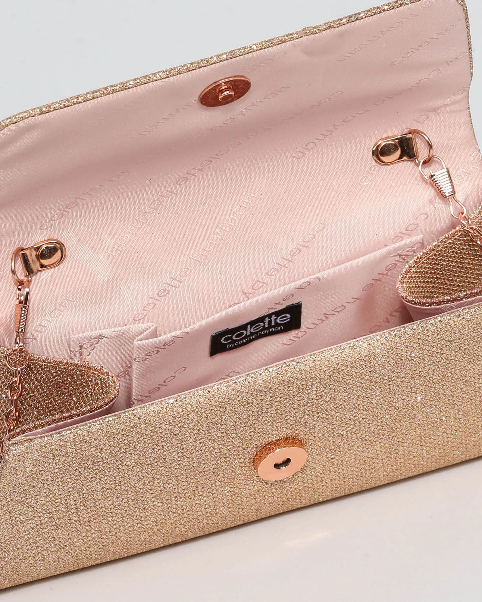 Rose Gold Leaha Evening Clutch Bag