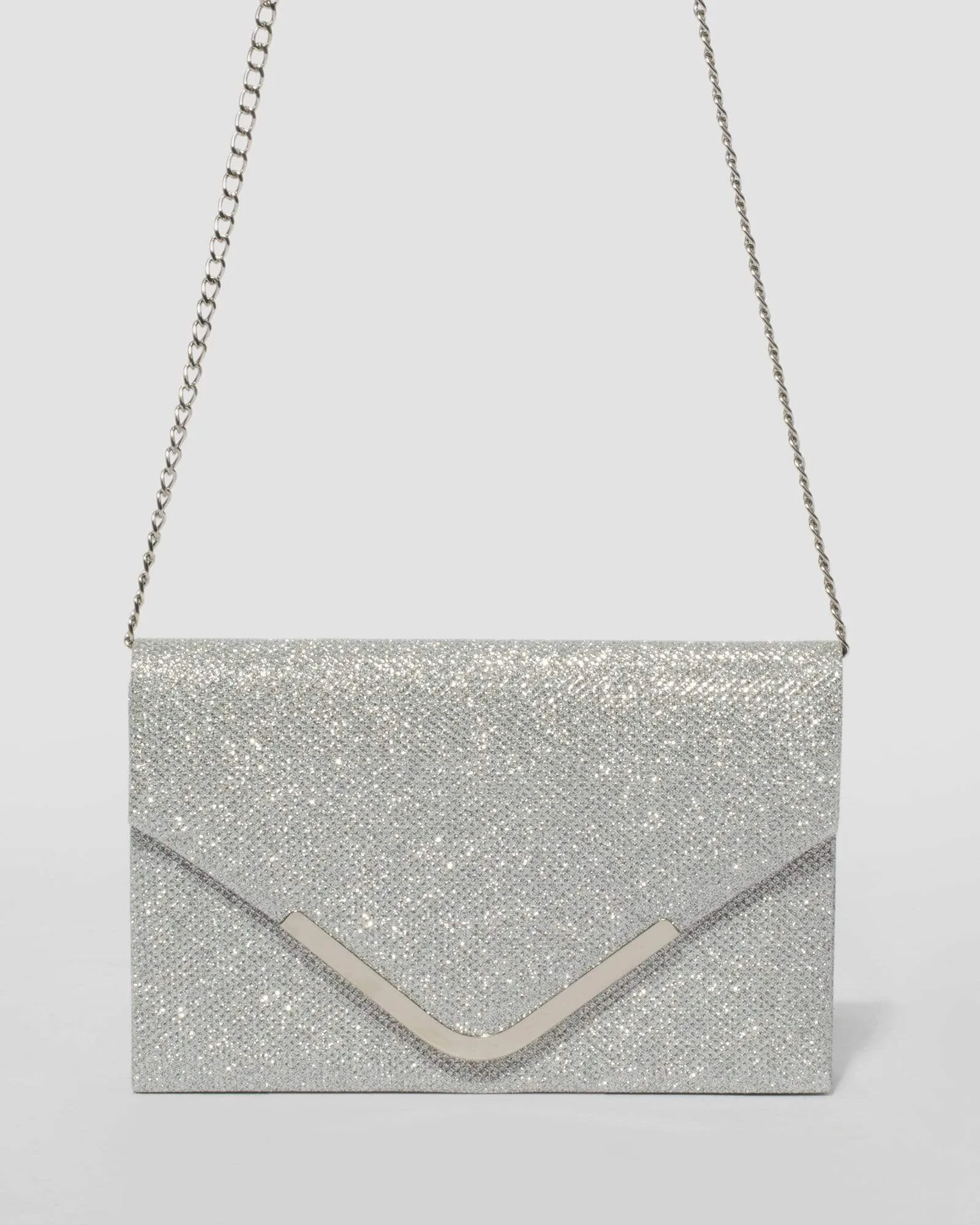 Silver Lila Envelope Clutch Bag