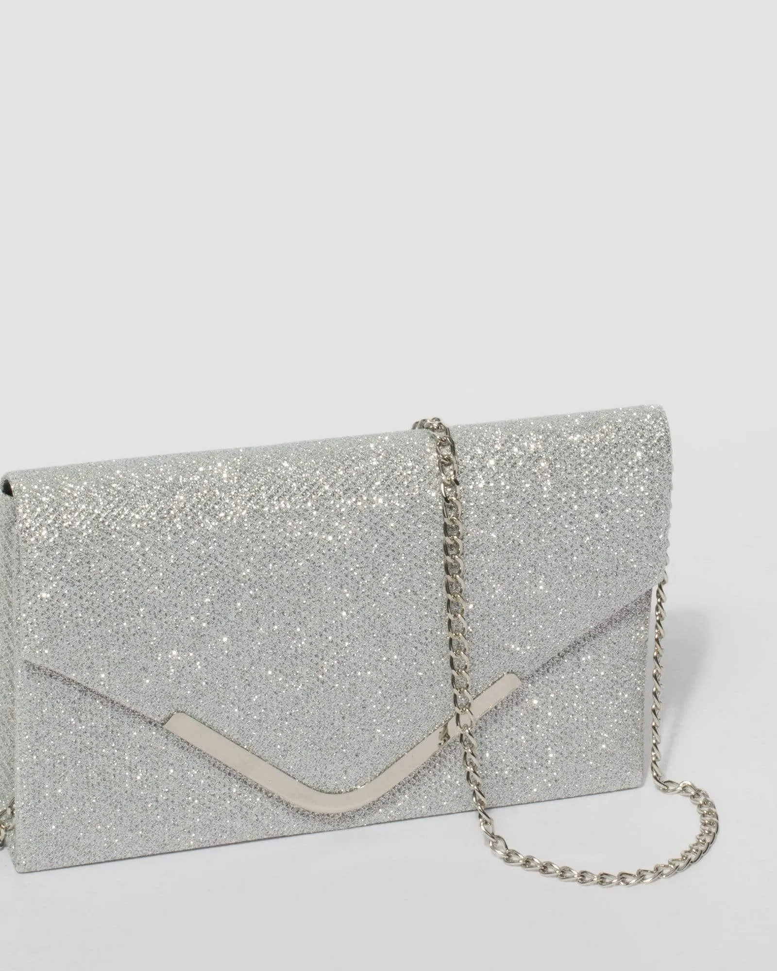 Silver Lila Envelope Clutch Bag
