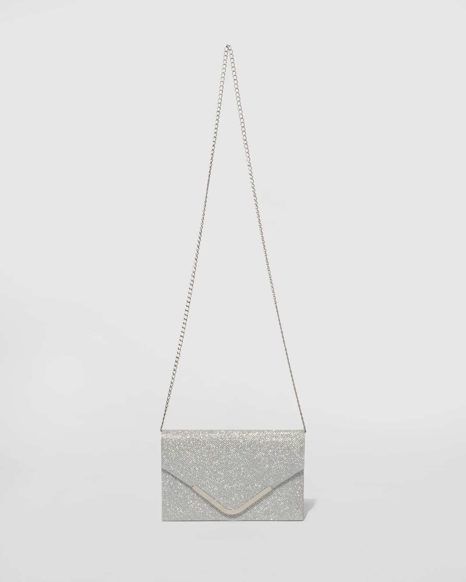 Silver Lila Envelope Clutch Bag