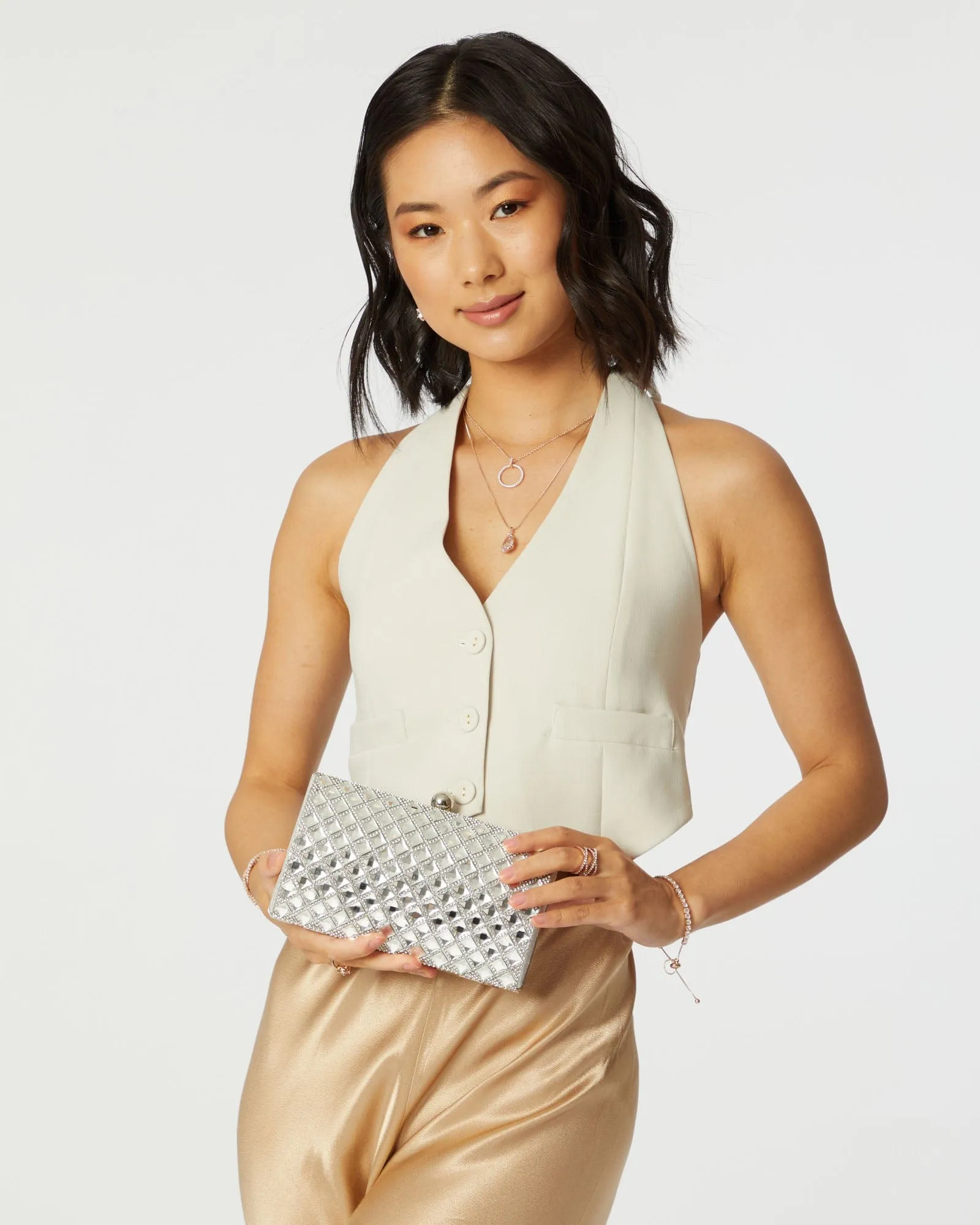 Silver Wedding Crystal Clutch Bag